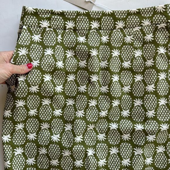 NWT Boden Gabriella‎ Pencil Skirt 4P Green White Pineapple Novelty Print Pockets - Picture 4 of 14